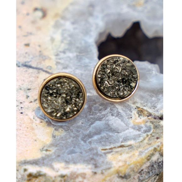 Jewelry - Boho Gold Mini Druzy Sparkling Stud Earrings